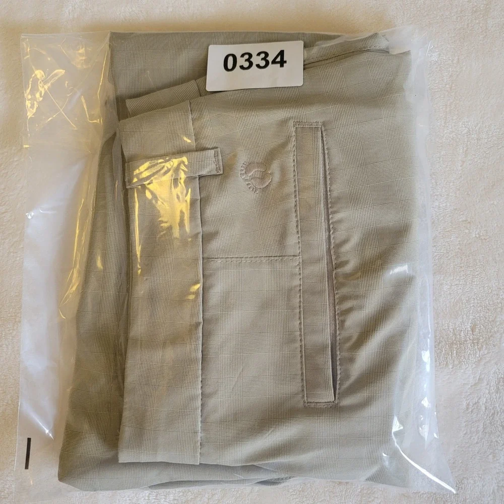 Hang Ten Hybrid Shorts Mens 32 Khaki‎ Tan Glen Plaid Stretch Quick Dry Casual